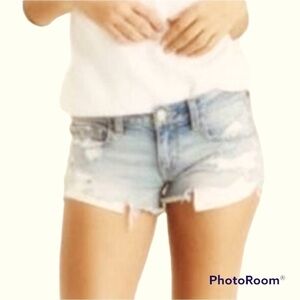 American Eagle Outfitters Palest blue stretch low rise distressed cutoff shorts